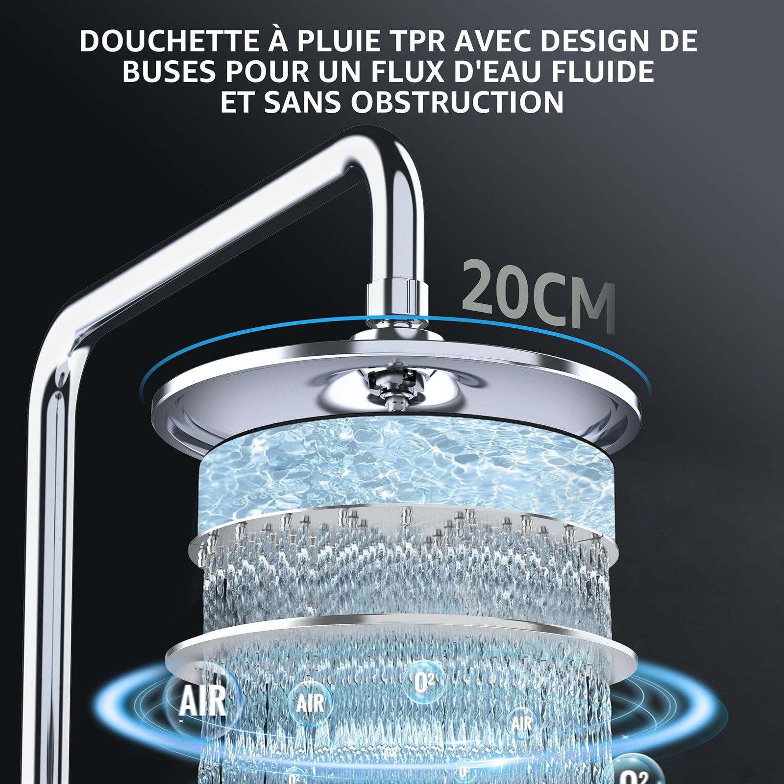 Système de douche séparable avec colonne sans robinetterie et mitigeur thermostatique cascade – Image 9