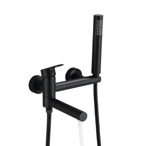 Mitigeur baignoire noir en laiton design moderne