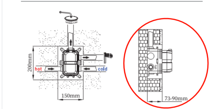 Ensemble de douche thermostatique encastré rond noir mat 38°C corps laiton avec douchette à main – Image 6