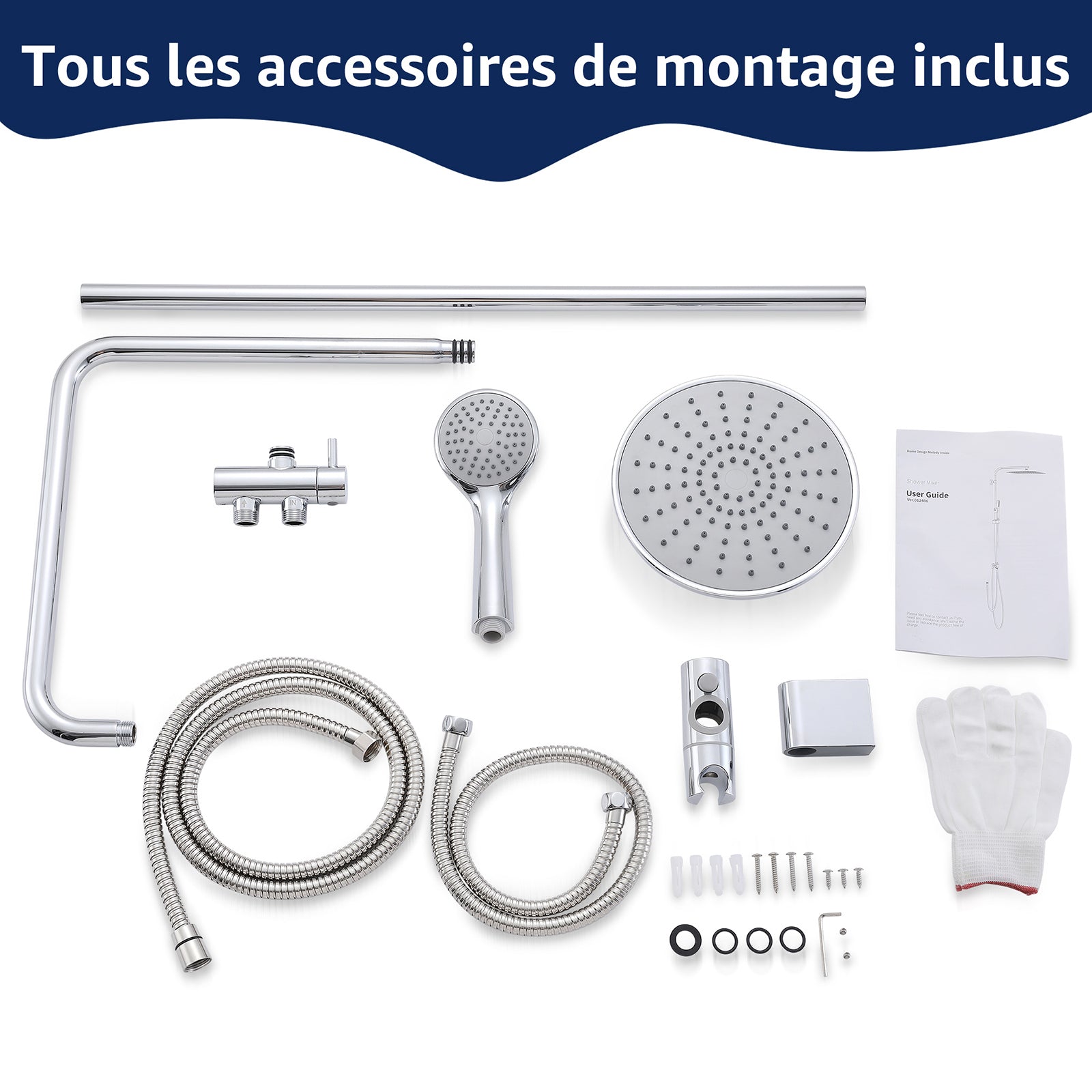 Système de douche séparable avec colonne sans robinetterie et mitigeur thermostatique cascade – Image 11