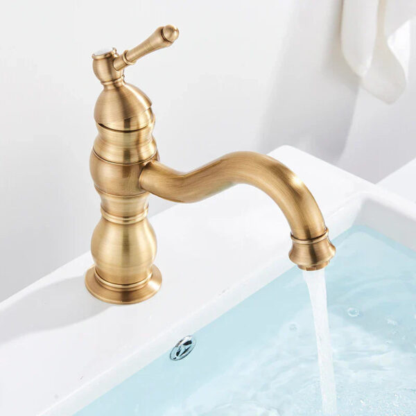 Robinet mitigeur vasque doré finition laiton brossé