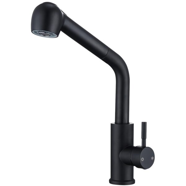 Robinet mitigeur cuisine avec douchette extensible, 2 jets acier inoxydable 304, rotation 360° haute pression