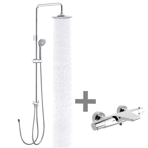Système de douche séparable avec colonne sans robinetterie et mitigeur thermostatique cascade