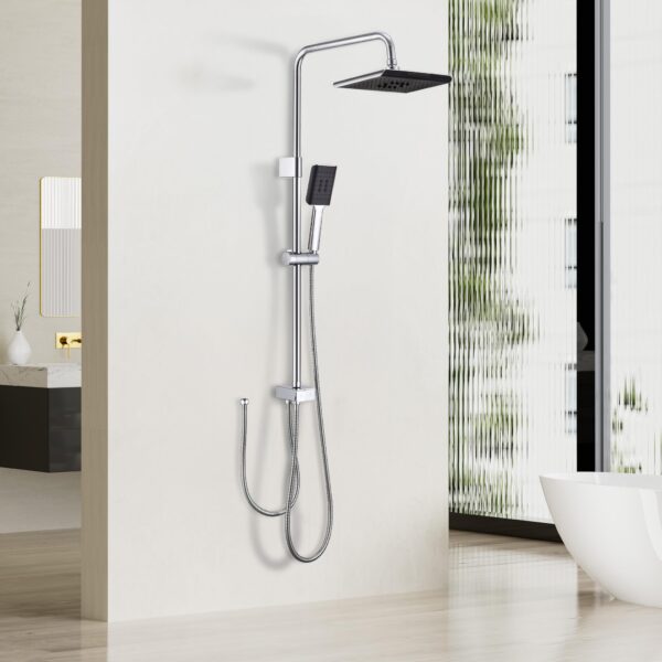 Colonne de douche sans robinetterie chromé acier inoxydable avec douchette réglable en hauteur