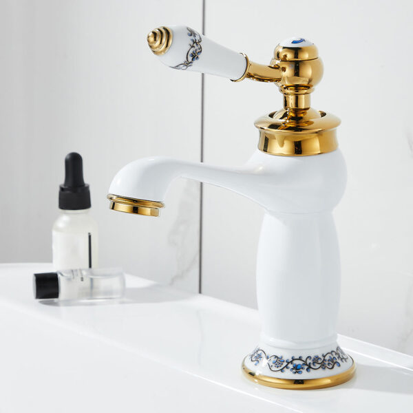 Robinet mitigeur salle de bain style rétro laiton massif