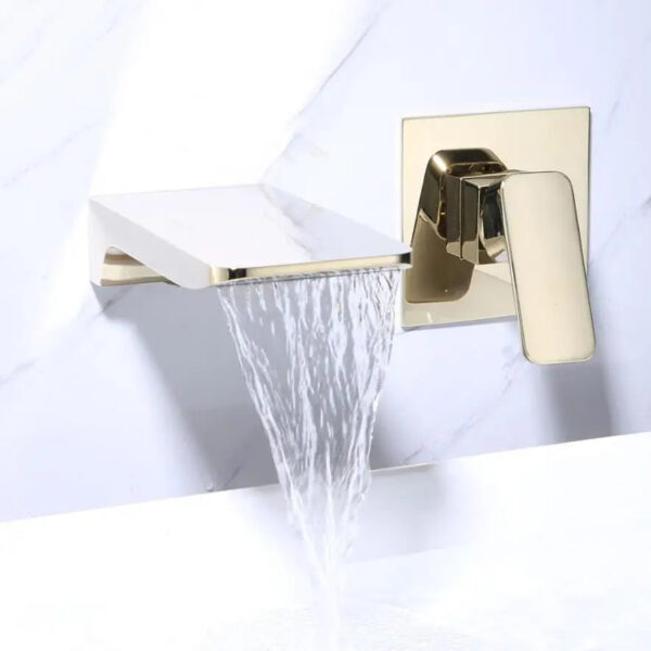 Mitigeur lavabo encastrable cascade finition dorée