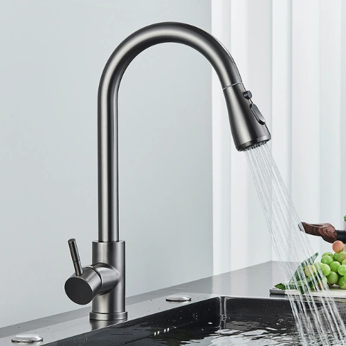 Mitigeur cuisine douchette extractible bec pivotant 2-en-1