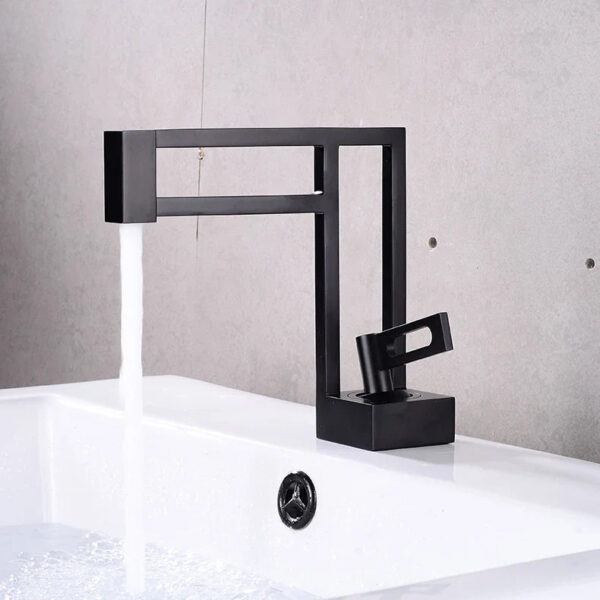 Mitigeur lavabo contemporain finition noir mat