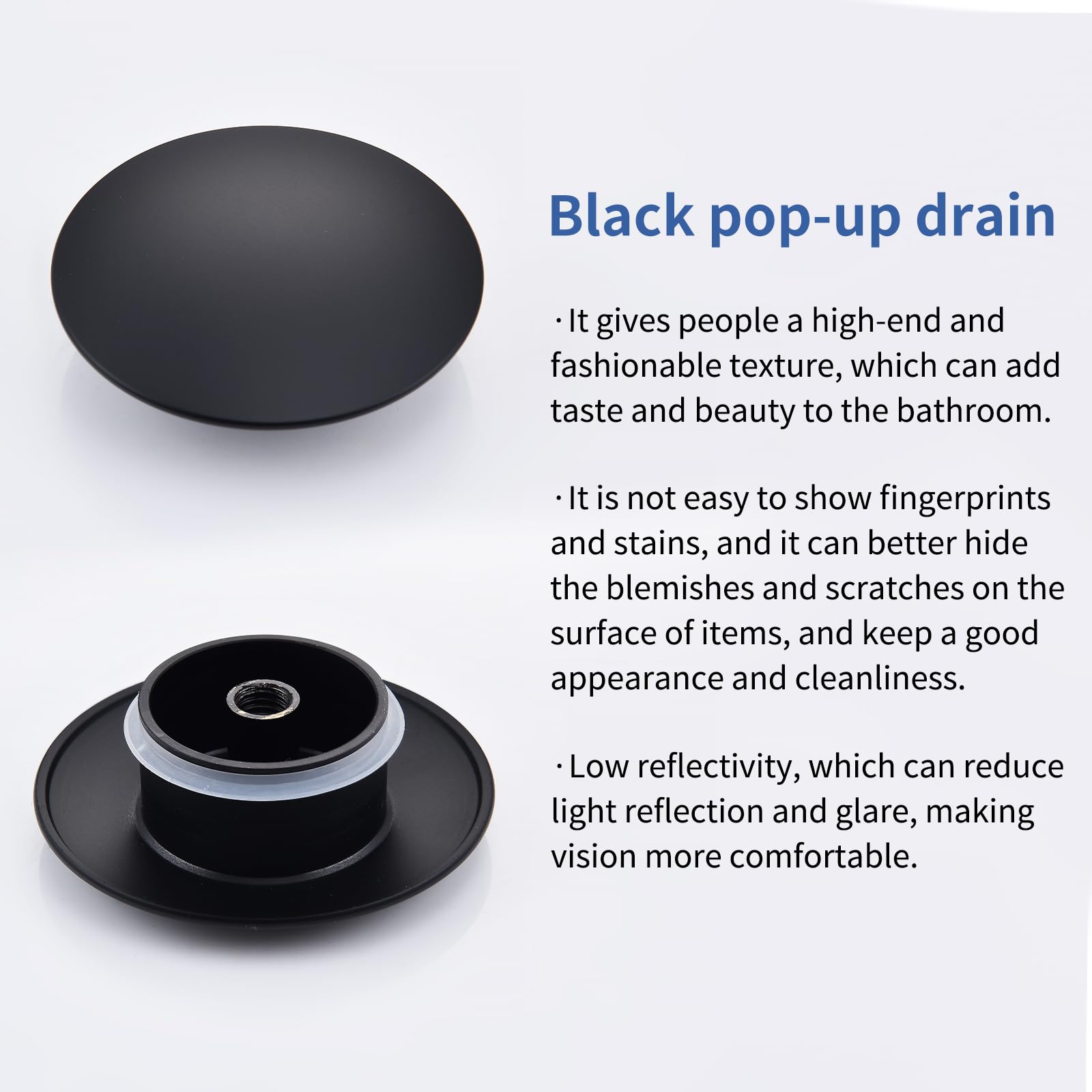 Ensemble de vidage noir mat avec trop-plein - Système universel en laiton pour lavabo et évier – Image 2